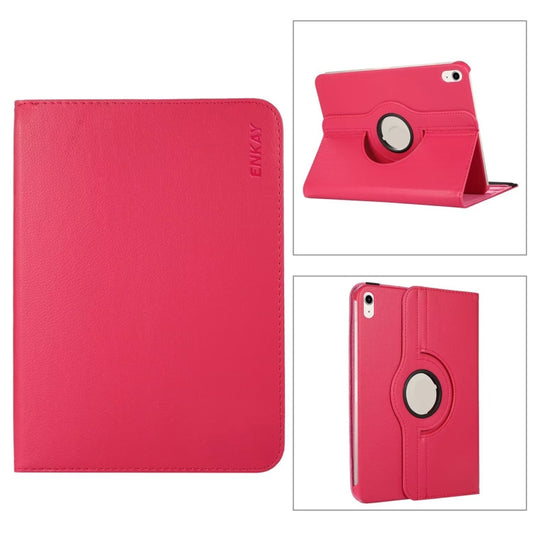 For iPad 2025 / 2022 ENKAY Hat-Prince 360 Degree Rotation Litchi Leather Smart Tablet Case(Rose) - iPad 2025 / 2022 Cases by ENKAY | Online Shopping UK | buy2fix