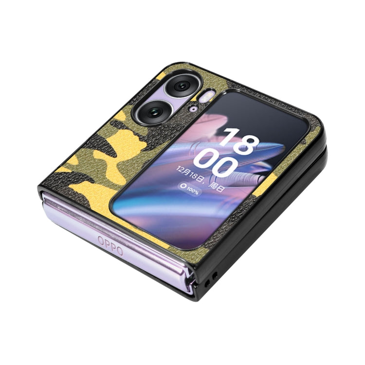 For OPPO Find N2 Flip Camouflage Leather Back Cover Phone Case(Yellow) - Find N2 Flip Cases by buy2fix | Online Shopping UK | buy2fix