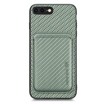 For iPhone SE 2022 / 2020 /  7 / 8 Carbon Fiber Leather Card Magsafe Magnetic Phone Case(Green) - More iPhone Cases by buy2fix | Online Shopping UK | buy2fix