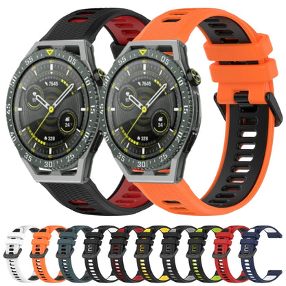 For Honor Magic Watch 2 46mm 22mm Sports Two-Color Silicone Watch Band(Black+White) - Watch Bands by buy2fix | Online Shopping UK | buy2fix