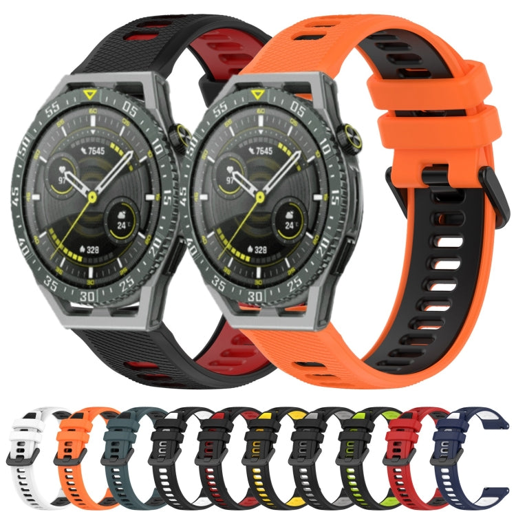 For Honor Watch GS 3i 22mm Sports Two-Color Silicone Watch Band(Black+Yellow) - Watch Bands by buy2fix | Online Shopping UK | buy2fix