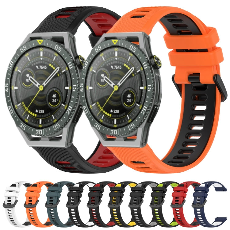 For Huawei Watch 3 22mm Sports Two-Color Silicone Watch Band(Black+White) - Watch Bands by buy2fix | Online Shopping UK | buy2fix