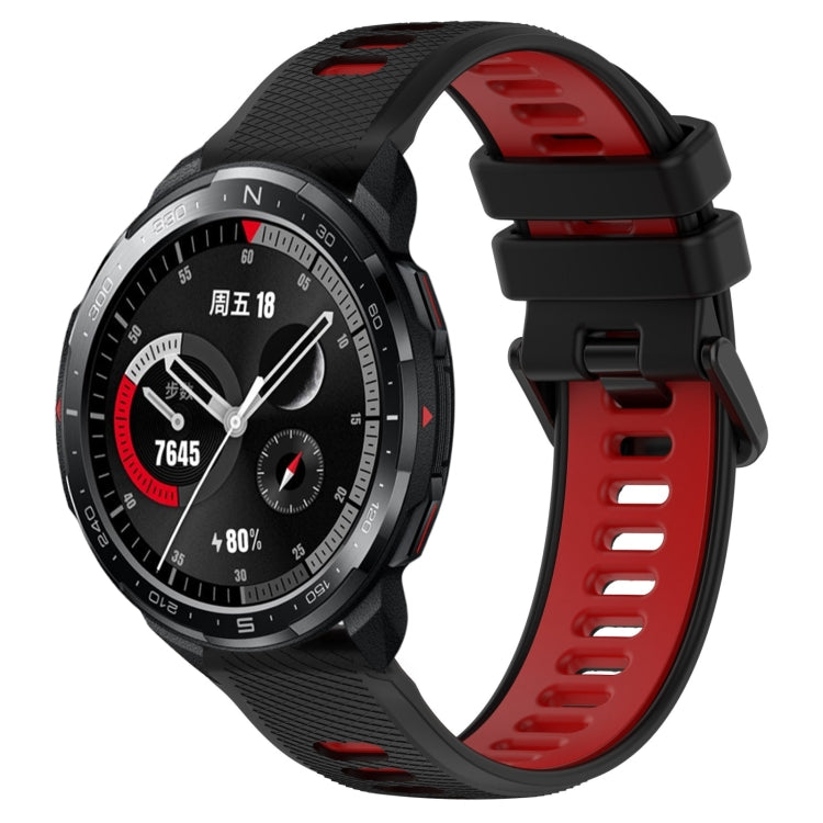 For Honor Watch GS Pro 22mm Sports Two-Color Silicone Watch Band(Black+Red) - Watch Bands by buy2fix | Online Shopping UK | buy2fix