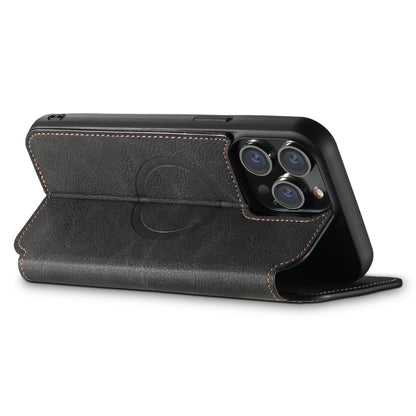 For iPhone 12/12 Pro Suteni J06 Retro Matte Litchi Texture Leather Magnetic Magsafe Phone Case(Black) - iPhone 12 / 12 Pro Cases by Suteni | Online Shopping UK | buy2fix