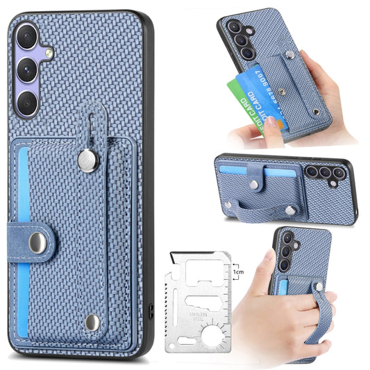 For Samsung Galaxy S25 5G Wristband Kickstand Wallet Back Phone Case with Tool Knife(Blue) - Galaxy S25 5G Cases by buy2fix | Online Shopping UK | buy2fix