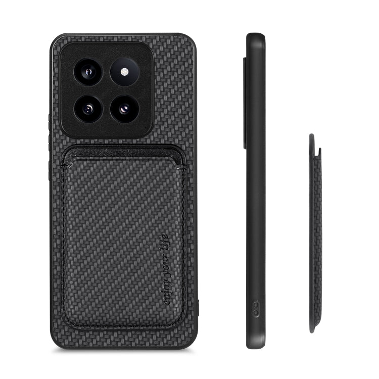 For Xiaomi 14 Pro Carbon Fiber Leather Card Magnetic Phone Case(Black) - 14 Pro Cases by buy2fix | Online Shopping UK | buy2fix