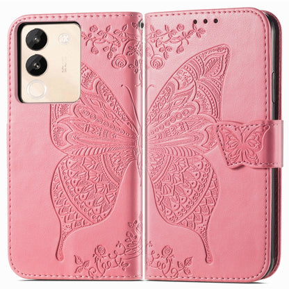 For vivo X100 Pro Butterfly Love Flower Embossed Leather Phone Case(Pink) - X100 Pro Cases by imak | Online Shopping UK | buy2fix