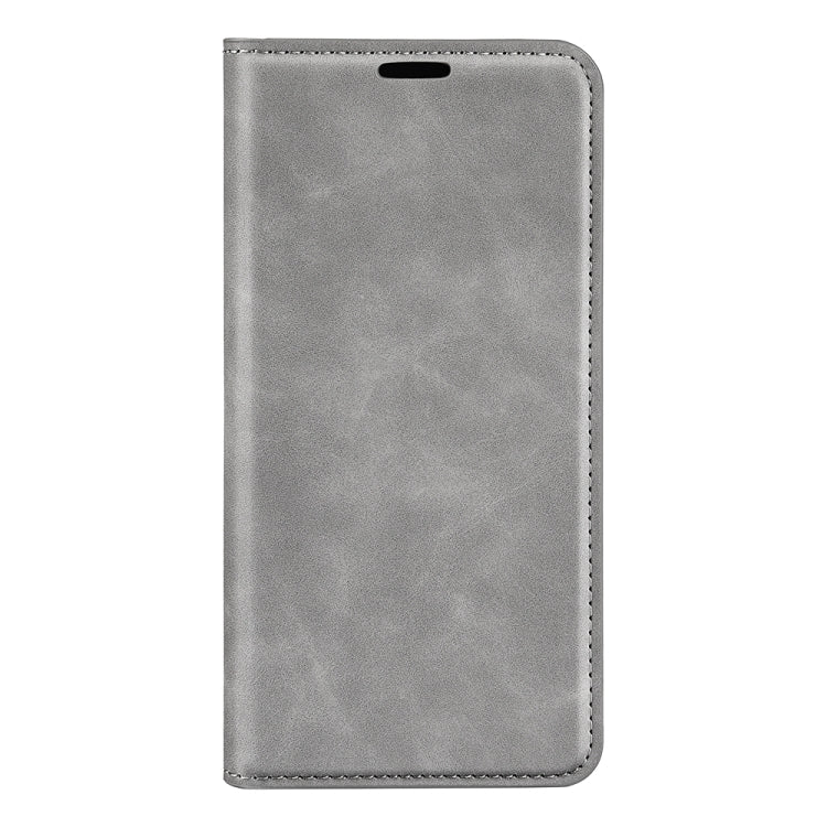 For iPhone 16 Pro Max Retro-skin  Magnetic Suction Leather Phone Case(Grey) - iPhone 16 Pro Max Cases by buy2fix | Online Shopping UK | buy2fix