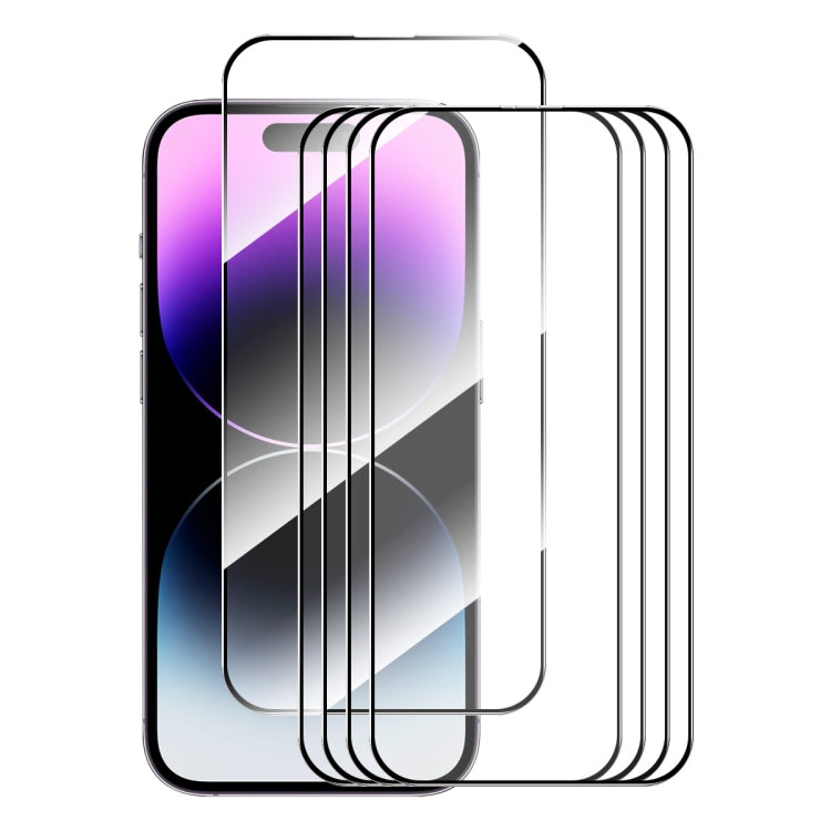 For iPhone 15 Pro 5pcs ENKAY Full Glue High Aluminum-silicon Tempered Glass Film - iPhone 15 Pro Tempered Glass by ENKAY | Online Shopping UK | buy2fix