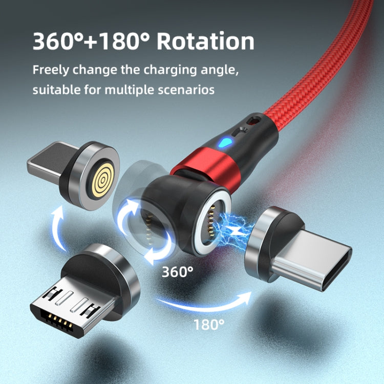 ENKAY 3 in 1 3A USB to Type-C / 8 Pin / Micro USB Magnetic 540 Degrees Rotating Fast Charging Cable, Length:1m(Red) - Charging Cable & Head by ENKAY | Online Shopping UK | buy2fix