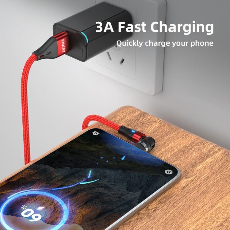 ENKAY 3 in 1 3A USB to Type-C / 8 Pin / Micro USB Magnetic 540 Degrees Rotating Fast Charging Cable, Length:2m(Red) - Charging Cable & Head by ENKAY | Online Shopping UK | buy2fix