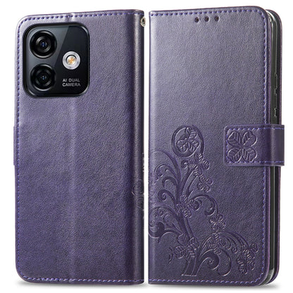 For Ulefone Note 16 Pro Four-leaf Clasp Embossed Buckle Leather Phone Case(Purple) - Ulefone Cases by buy2fix | Online Shopping UK | buy2fix