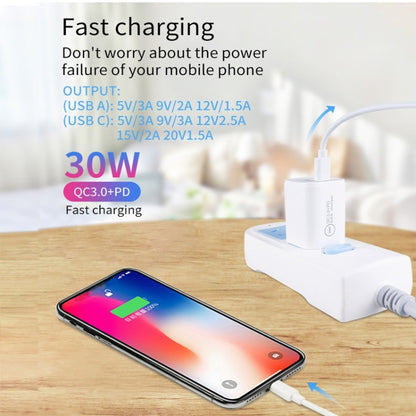 [HK Warehouse] PD30W USB-C / Type-C + QC3.0 USB Dual Port Charger, AU Plug - USB Charger by buy2fix | Online Shopping UK | buy2fix