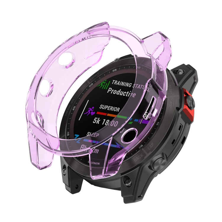 For Garmin Epix Pro 42mm Half-Package TPU Watch Protective Case(Transparent Purple) - Watch Cases by buy2fix | Online Shopping UK | buy2fix