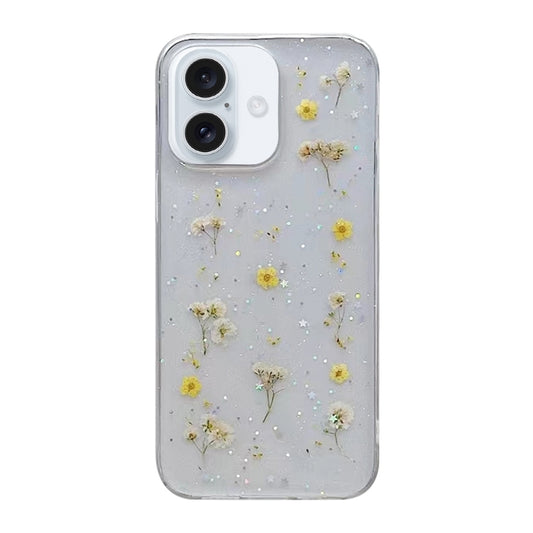 For iPhone 16 Gypsophila Flowers Pattern TPU Protective Phone Case(Yellow) - iPhone 16 Cases by buy2fix | Online Shopping UK | buy2fix