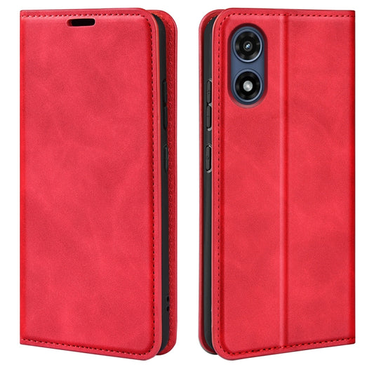 For Motorola Moto G Play 2024 Retro-skin Magnetic Suction Leather Phone Case(Red) - Motorola Cases by buy2fix | Online Shopping UK | buy2fix
