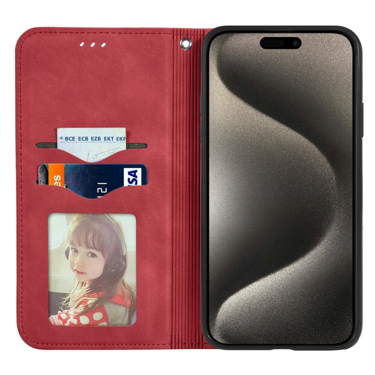 For iPhone 16 Pro Max Retro Skin Feel Magnetic Flip Leather Phone Case(Red) - iPhone 16 Pro Max Cases by buy2fix | Online Shopping UK | buy2fix