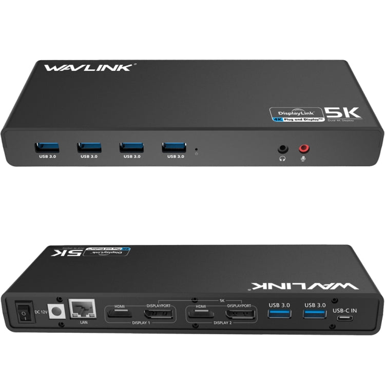 Wavlink UG69DK1 5K Type-C Dual Display USB 3.0 Video Gigabit Ethernet HDMI Docking Station, Plug:EU Plug -  by WAVLINK | Online Shopping UK | buy2fix