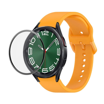 For Samsung Galaxy Watch6 Classic 47mm JUNSUNMAY Silicone Adjustable Strap + Full Coverage PMMA Screen Protector Kit(Orange) - Watch Bands by JUNSUNMAY | Online Shopping UK | buy2fix