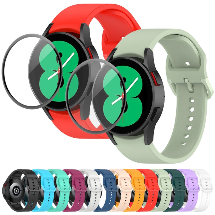 For Samsung Galaxy Watch6 Classic 47mm JUNSUNMAY Silicone Adjustable Strap + Full Coverage PMMA Screen Protector Kit(Dark Green) - Watch Bands by JUNSUNMAY | Online Shopping UK | buy2fix