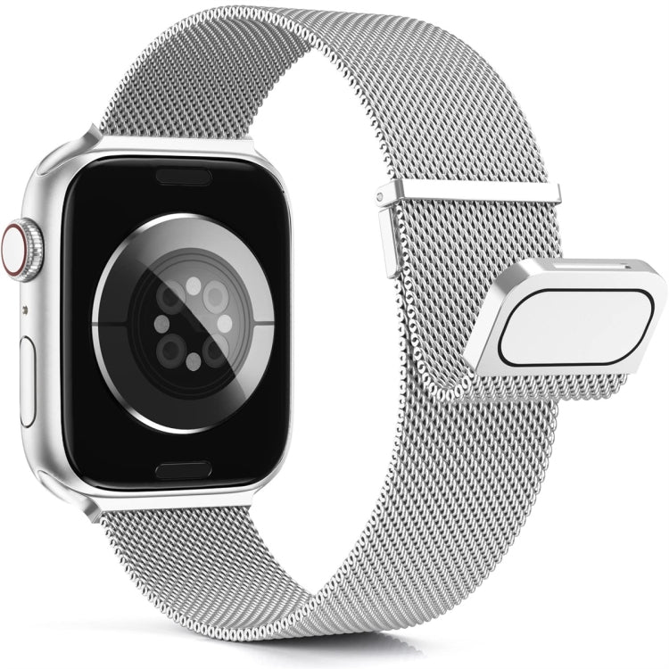 For Apple Watch 5 44mm Milan Double Magnetic Steel Mesh Watch Band(Silver) - Watch Bands by buy2fix | Online Shopping UK | buy2fix