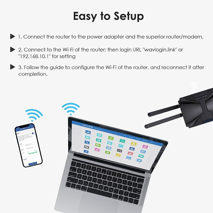 WAVLINK WN586X3 Wireless Gigabit Ethernet Router Wi-Fi 6 AX3000 Mesh Router Dual Band, Plug:US Plug - Wireless Routers by WAVLINK | Online Shopping UK | buy2fix