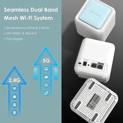 WAVLINK WN535M3 For Home Office 3pcs Mesh Wireless Router AC1200 Dual Band WiFi Signal Booster, Plug:US Plug - Wireless Routers by WAVLINK | Online Shopping UK | buy2fix