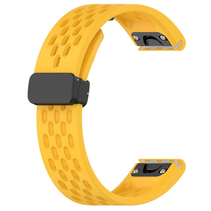 For Garmin Instinct 2S 20mm Folding Buckle Hole Silicone Watch Band(Yellow) - Watch Bands by buy2fix | Online Shopping UK | buy2fix