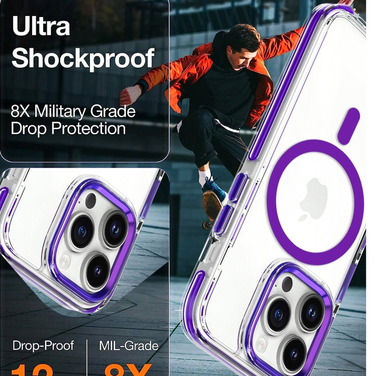 For iPhone 15 Plus Dual-color MagSafe TPU Hybrid Clear PC Shockproof Phone Case(Black) - iPhone 15 Plus Cases by buy2fix | Online Shopping UK | buy2fix