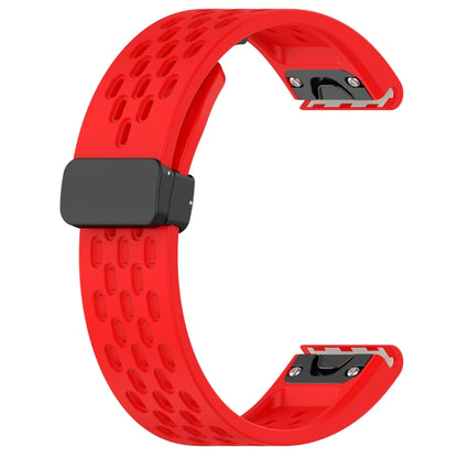For Garmin Enduro 2 / Enduro Quick Release Holes Magnetic Buckle Silicone Watch Band(Red) - Watch Bands by buy2fix | Online Shopping UK | buy2fix