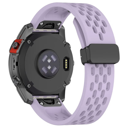For Garmin Fenix 5x Sapphire Quick Release Holes Magnetic Buckle Silicone Watch Band(Purple) - Watch Bands by buy2fix | Online Shopping UK | buy2fix