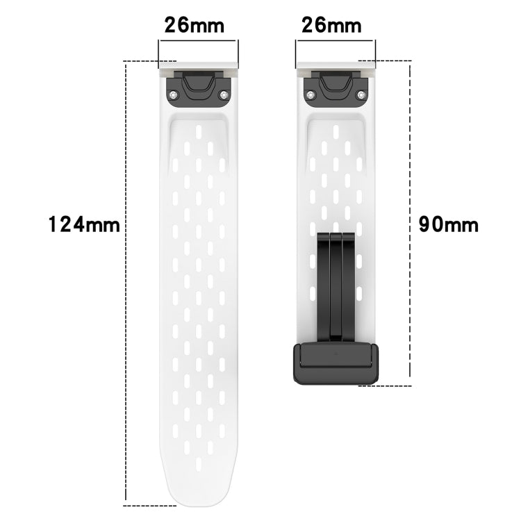 For Garmin Descent MK1 / MK2 / MK2i Quick Release Holes Magnetic Buckle Silicone Watch Band(White) - Watch Bands by buy2fix | Online Shopping UK | buy2fix