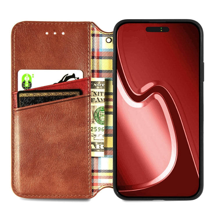 For iPhone 16 Pro Cubic Grid Pressed Magnetic Leather Phone Case(Brown) - iPhone 16 Pro Cases by buy2fix | Online Shopping UK | buy2fix