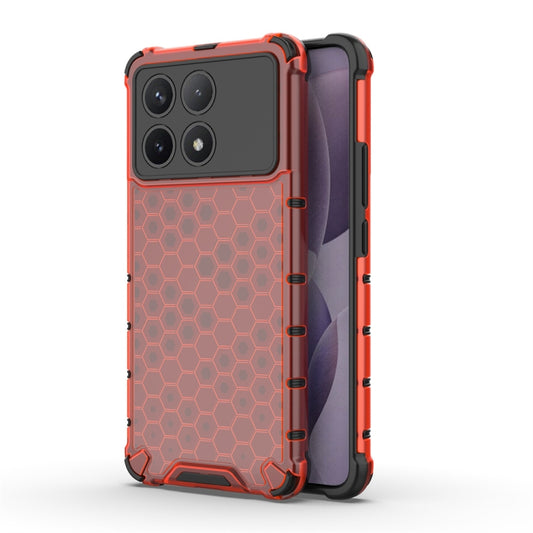 For Redmi K70 Shockproof Honeycomb Phone Case(Red) - Xiaomi Cases by buy2fix | Online Shopping UK | buy2fix