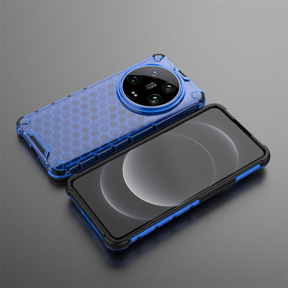 For Xiaomi 14 Ultra Shockproof Honeycomb Phone Case(Blue) - 14 Ultra Cases by buy2fix | Online Shopping UK | buy2fix