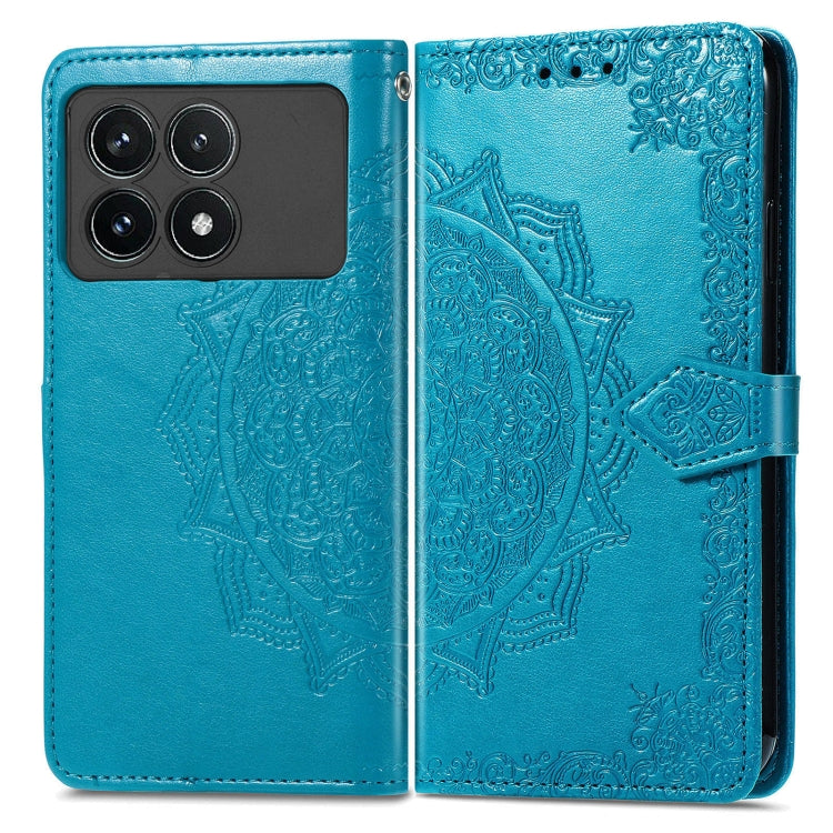 For Xiaomi Redmi K70 Pro Mandala Flower Embossed Leather Phone Case(Blue) - K70 Pro Cases by buy2fix | Online Shopping UK | buy2fix