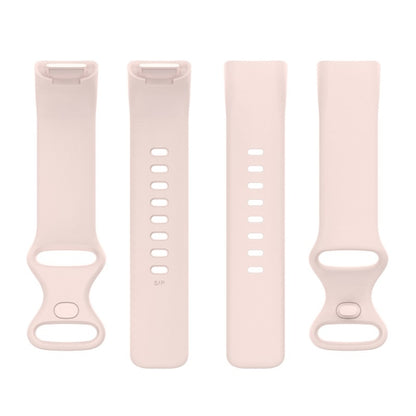 For Fitbit Charge 6 Solid Color Butterfly Buckle Silicone Watch Band, Size:L Size(Light Pink) - Watch Bands by buy2fix | Online Shopping UK | buy2fix