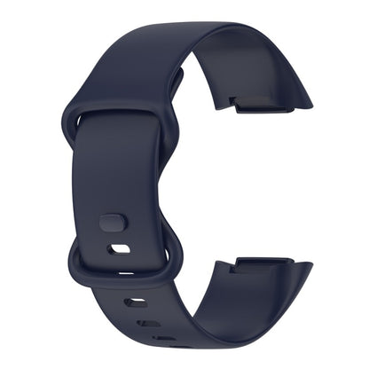 For Fitbit Charge 6 Solid Color Butterfly Buckle Silicone Watch Band, Size:L Size(Dark Blue) - Watch Bands by buy2fix | Online Shopping UK | buy2fix