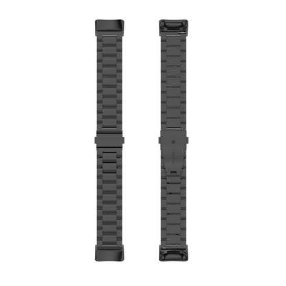For Fitbit Charge 6 Three Beads Stainless Steel Metal Watch Band(Black) - Watch Bands by buy2fix | Online Shopping UK | buy2fix