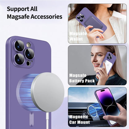 For iPhone 14 Pro Max ENKAY MagSafe Matte TPU Phone Case with Lens Film & Screen Glass Film(Purple) - iPhone 14 Pro Max Cases by ENKAY | Online Shopping UK | buy2fix