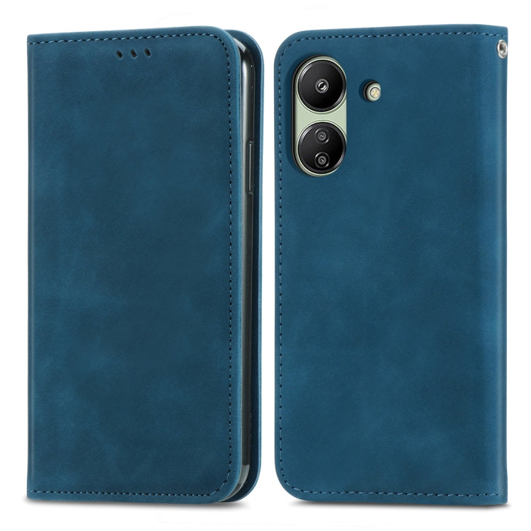 For Xiaomi Redmi 13C Retro Skin Feel Magnetic Flip Leather Phone Case(Blue) - 13C Cases by buy2fix | Online Shopping UK | buy2fix