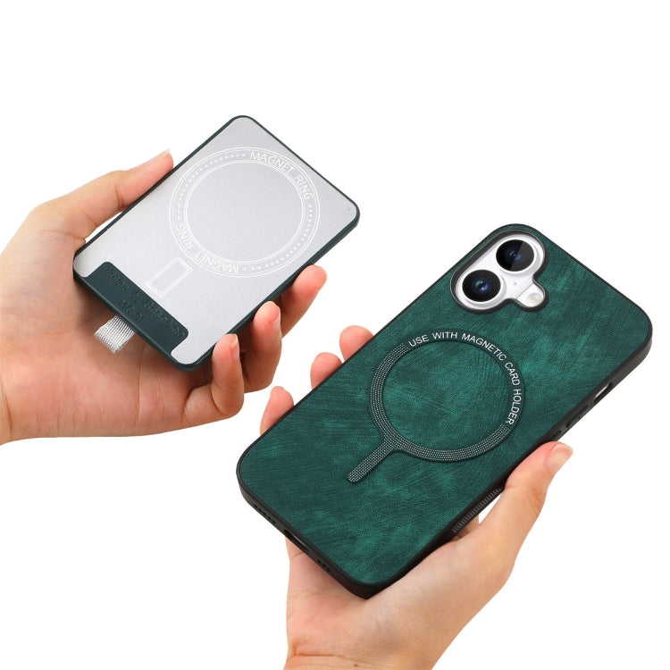 For  iPhone 16 Retro Splitable Magnetic Card Bag Leather Phone Case(Green) - iPhone 16 Cases by buy2fix | Online Shopping UK | buy2fix