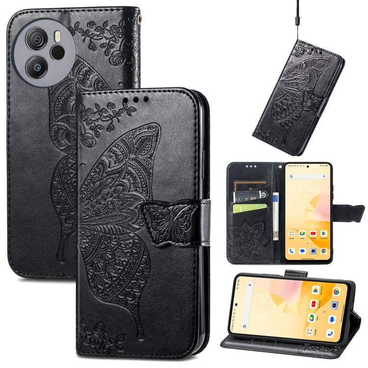 For Blackview Shark 8 Butterfly Love Flower Embossed Leather Phone Case(Black) - More Brand by buy2fix | Online Shopping UK | buy2fix