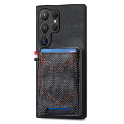 For Samsung Galaxy S25 Ultra 5G Denim Texture Leather Skin Phone Case with Card Slot(Black) - Galaxy S25 Ultra 5G Cases by buy2fix | Online Shopping UK | buy2fix