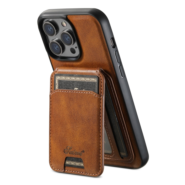 For iPhone 15 Pro Max Suteni H15 MagSafe Oil Eax Leather Detachable Wallet Back Phone Case(Brown) - iPhone 15 Pro Max Cases by Suteni | Online Shopping UK | buy2fix