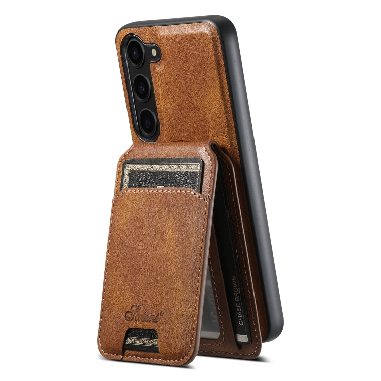 For Samsung Galaxy S24 5G Suteni H15  Oil Eax Leather Detachable Wallet Back Phone Case(Brown) - Galaxy S24 5G Cases by Suteni | Online Shopping UK | buy2fix