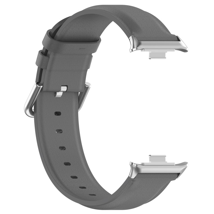 For Xiaomi Mi Band 8 Pro Round Tail Top Layer Leather Watch Band(Gray) - Watch Bands by buy2fix | Online Shopping UK | buy2fix