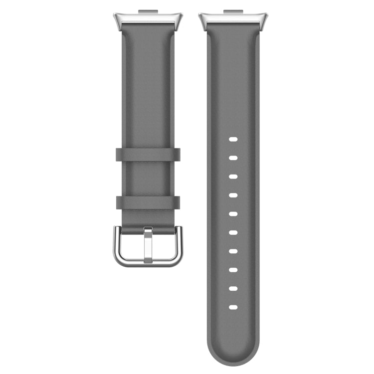 For Xiaomi Mi Band 8 Pro Round Tail Top Layer Leather Watch Band(Gray) - Watch Bands by buy2fix | Online Shopping UK | buy2fix