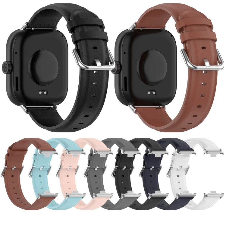 For Xiaomi Mi Band 8 Pro Round Tail Top Layer Leather Watch Band(Gray) - Watch Bands by buy2fix | Online Shopping UK | buy2fix