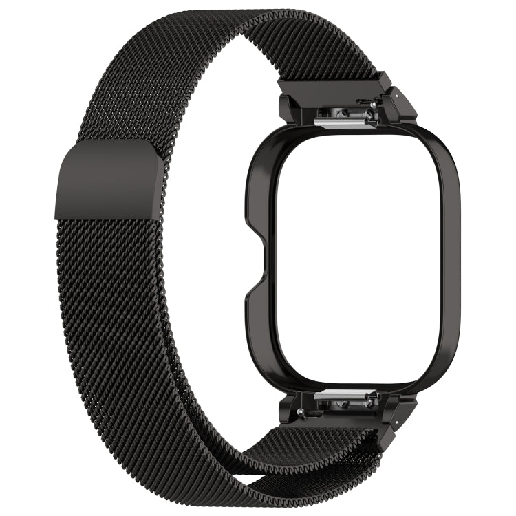 For Redmi Watch 4 Milan Magnetic Steel Mesh Watch Band + Watch Metal Frame(Black) - Watch Bands by buy2fix | Online Shopping UK | buy2fix